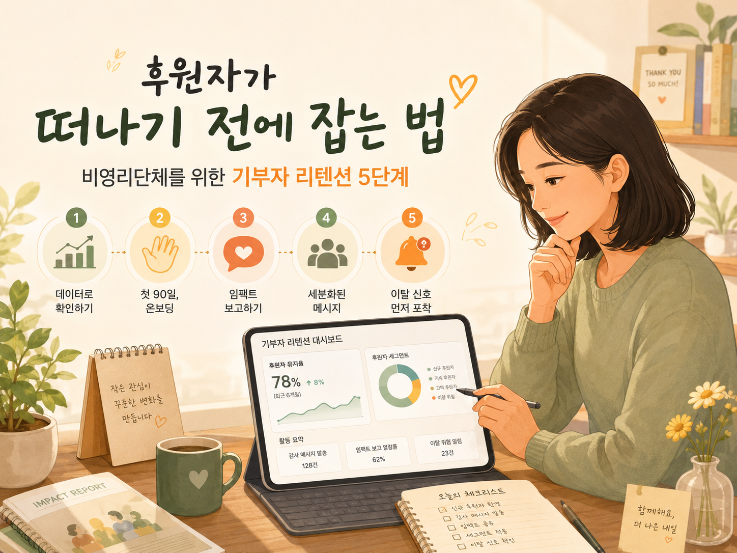 후원자가 떠나기 전에 잡는 법: 비영리단체를 위한 기부자 리텐션 5단계